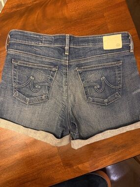 Ag Adriano Goldschmied Medium Blue Cuffed Denim Shorts
